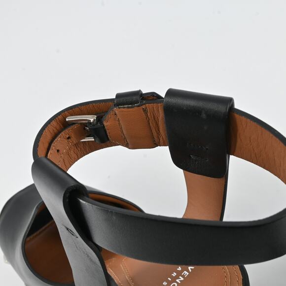 GIVENCHY Black Studded Leather Wooded Platforms Size 37 - Picture 13 of 16